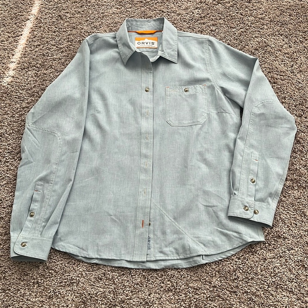 Orvis Outdoor Outfitters Instructors and Apparel Makers Womens Blue Shirt